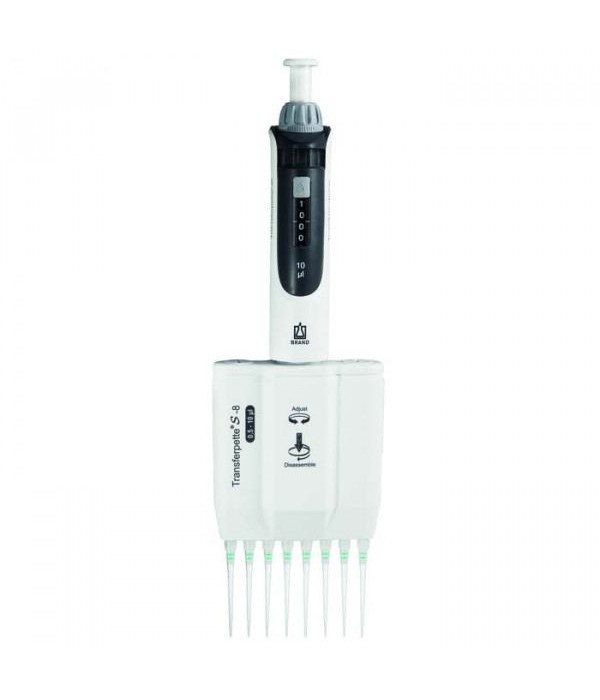 BRAND 705900 Transferpette® S-8 0.5-10 µL 8 Kanallı Ayarlanabilir Hacimli Otomatik Pipet