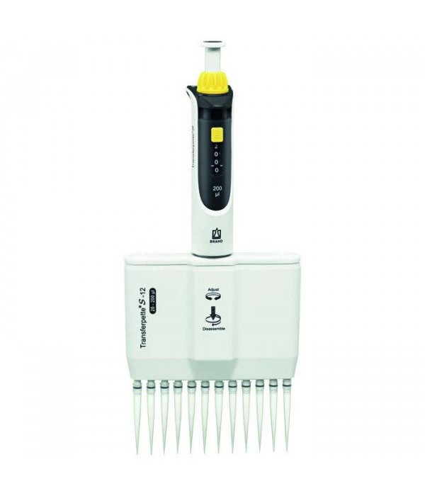 BRAND 705930 Transferpette® S-12 20-200 µL 12 Kanallı Ayarlanabilir Hacimli Otomatik Pipet